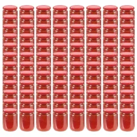 vidaxl-szklane-sloiki-na-dzem-czerwone-pokrywki-96-szt-230-ml