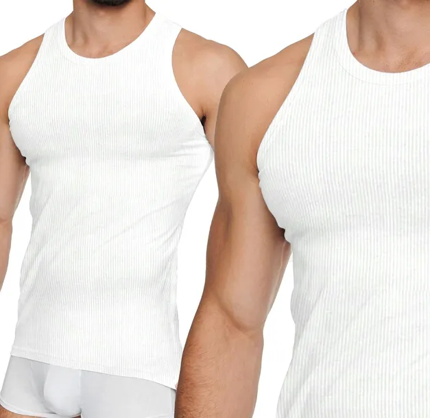 BEZRĘKAWNIK MĘSKI PODKOSZULEK na Ramiączkach Prążek Produkt Polski - XXL