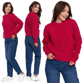 moraj-sweter-damski-azurowy-z-warkoczami-klasyczny-cieply-sweterek-2xl-3xl