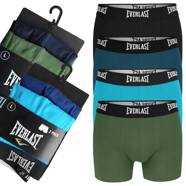 Bokserki Męskie Sportowe EVERLAST Dopasowane Majtki z Bawełny 4-PAK - L