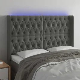 vidaxl-zaglowek-do-lozka-z-led-ciemnoszary-163x16x118-128cm-aksamit