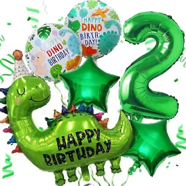 dekoracja-urodzinowa-dino-zestaw-zielony-dinozaur-balony-foliowe-2-lata