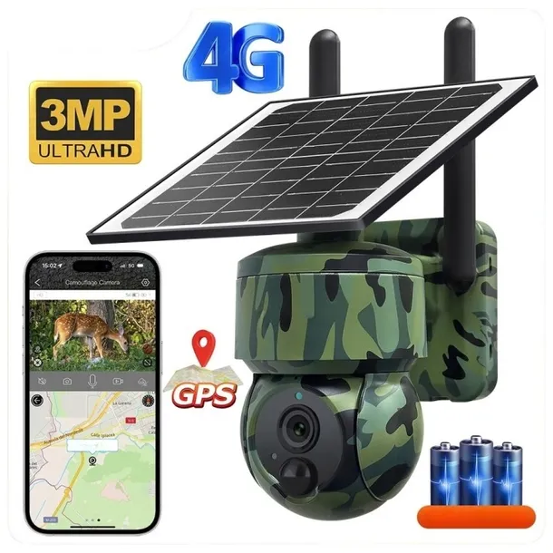 FOTOPUŁAPKA GPS GSM KAMERA LEŚNA OBROTOWA SOLARNA PODGLĄD OBRAZ NA ŻYWO 4G