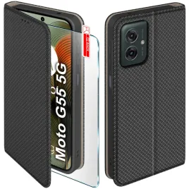 etui-z-klapka-do-motorola-moto-g55-5g-zamykane-czarne-futeral-szklo-9h