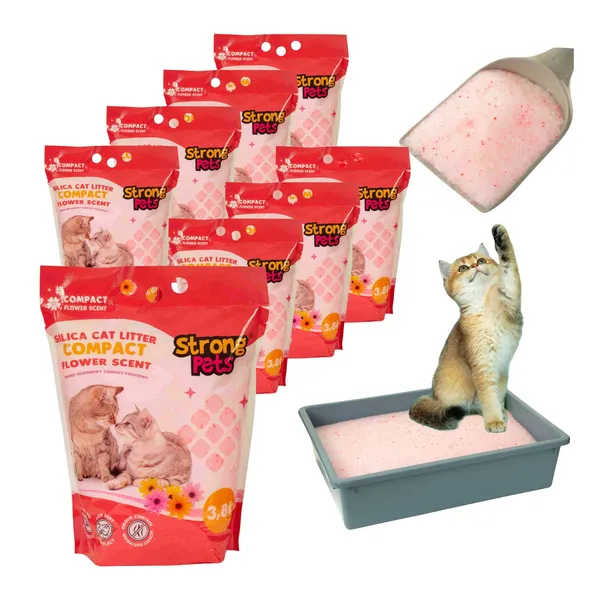 Strong Pets Żwirek Silikonowy Dla Kota Compact Drobny Kwiatowy 8x3,8l