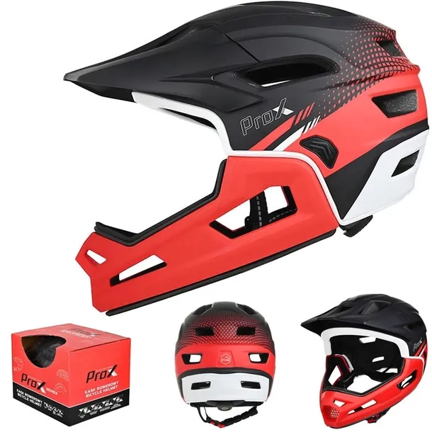 Kask rowerowy Fullface ProX Cage II Black/Red M 55-58cm