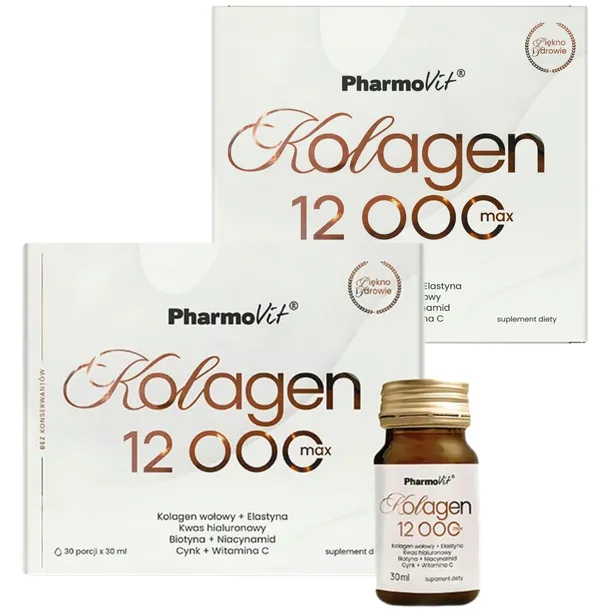 Kolagen 12000 MAX do picia + elastyna biotyna PharmoVit SHOT 60 szt x 30 ml