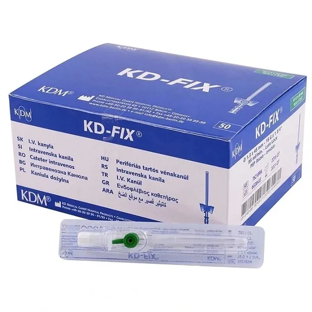 Wenflon kaniula KD-FIX 1,3x45mm, zielona 50 szt.