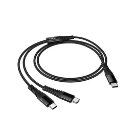 kabel-2w1-usb-c-do-usb-c-usb-c-hoco-1m-x123-czarny