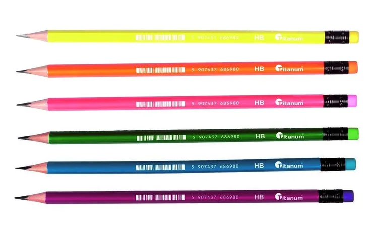 Ołówek z gumką HB trójkątny neon 6szt 345175