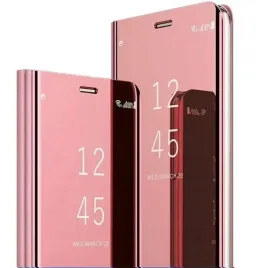 coque-etui-z-klapka-clear-view-samsung-galaxy-s24-s25-5g-szklo-rozowe-zloto
