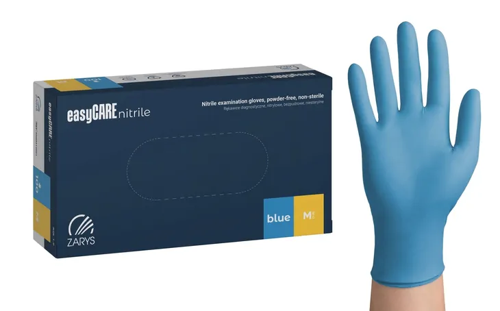 Rękawiczki jednorazowe nitrylowe Zarys easyCARE nitrile M niebieskie 100 sz