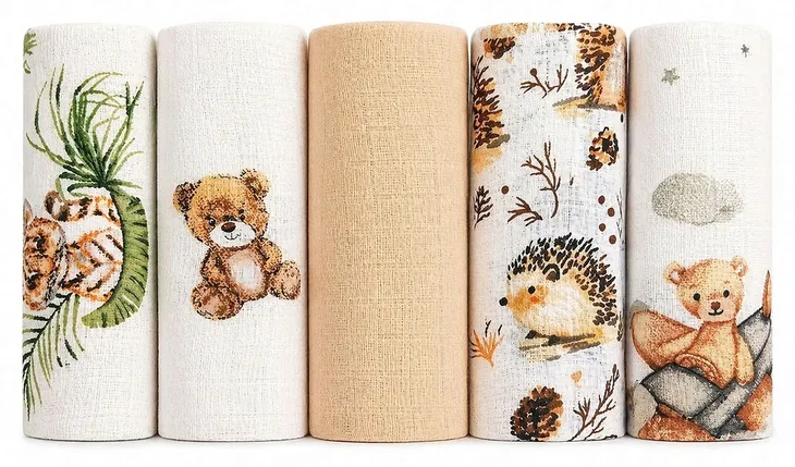 PIELUCHA pieluszka tetrowa 5-PAK ZESTAW 5 sztuk pieluszki z tetry BAWEŁNA