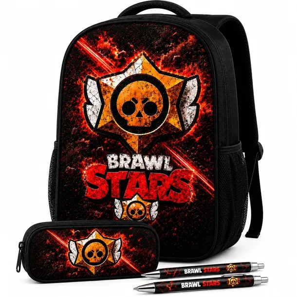 ZESTAW SZKOLNY BRAWL STARS PLECAK A4 + PIÓRNIK + PRZYBORY 4EL. NOWA SERIA KL. 1-3 4-8