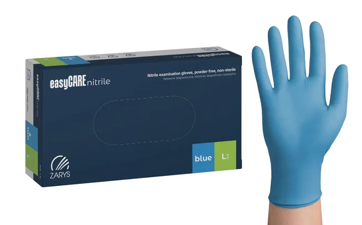 RĘKAWICE Rękawiczki nitrylowe bezpudrowe Zarys Easycare L niebieskie 100