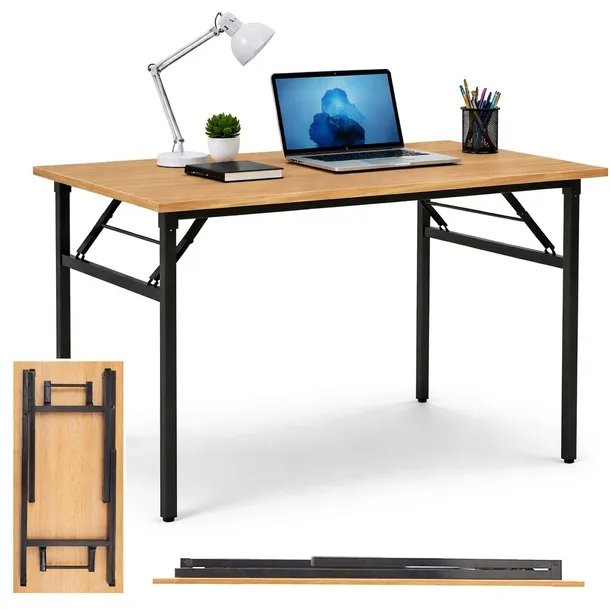 Stolik pod Laptopa Składany Małe Biurko Komputerowe 80 x 40 x 76 cm BRĄZOWE