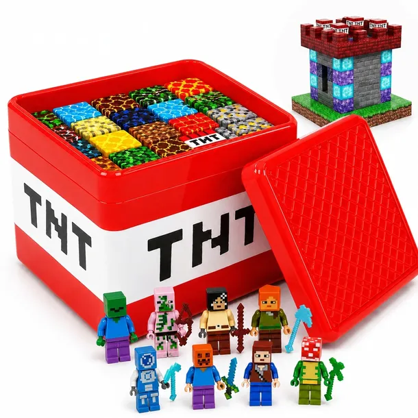 KLOCKI MAGNETYCZNE MINECRAFT + FIGURKI ZESTAW XXL PREMIUM 190EL. PUDEŁKO