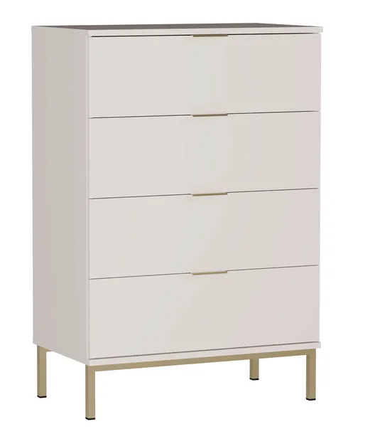 Komoda PULA K4SZ 70 cm 4 szuflady cashmere kaszmir złoty mat nogi salon
