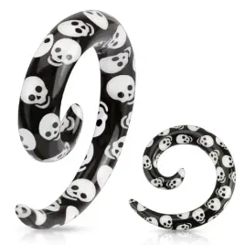 czarny-rozpychacz-czaszka-spirala-6mm-do-ucha-piercing4u