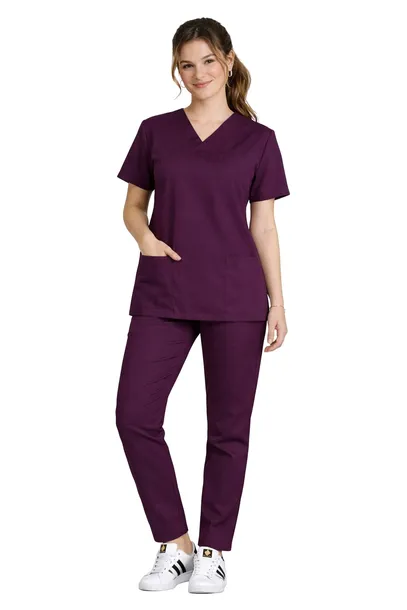 Komplet medyczny damski scrubs komfort i wygoda uniform śliwka rozm. XS