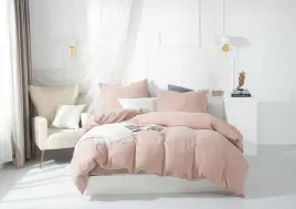 posciel-bawelniana-160x200-muslin-pudrowa-jednobarwna