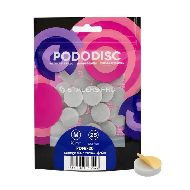 STALEKS Wymienne polerki na gąbce dyski PODODISC M 20 mm 25 sztuk