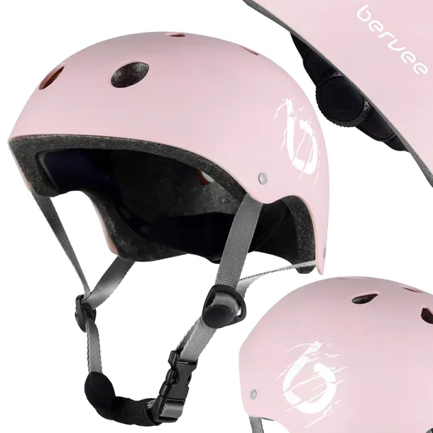 Kask rowerowy na rolki dziecięcy Bervee nino M (55-60 cm) różowy
