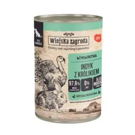 wiejska-zagroda-mokra-karma-dla-psa-indyk-z-krolikiem-978percent-miesa-400g