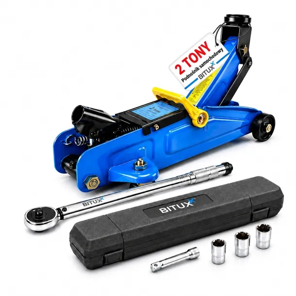 ZESTAW Podnośnik Hydrauliczny Samochodowy 2000kg + Klucz dynamometryczny