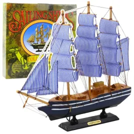 model-kolekcjonerski-dekoracyjny-statek-zaglowiec-bialo-niebieski-33x31cm