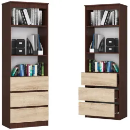 regal-biurowy-180x60-wenge-dab-sonoma-3-szuflady-3-polki-na-ksiazki