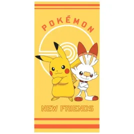 recznik-plazowy-pokemon-70x140-pikachu-scorbunny-zolty-bawelniany
