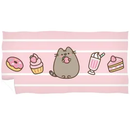 recznik-kapielowy-pusheen-70x140-z-kotkiem-donutem-i-babeczkami