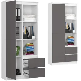 regal-biurowy-80-cm-bialy-szary-2-szuflady-7-polek-na-ksiazki-dokumenty