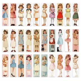 zakladka-do-ksiazek-vintage-girl-z-motywem-dziewczynek-10szt-papierowe