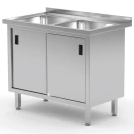 zlew-roboczy-gastronomiczny-z-szafka-z-drzwiami-suwanymi-podwojny-100x60x85