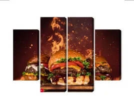 obraz-wieloczesciowy-smaczne-hamburgery-canvas-naturalny-160x120