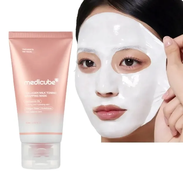 MEDICUBE COLLAGEN MILK TONING WRAPPINK MASK KOSMETYKI KOREAŃSKIE75ml PĘDZEL