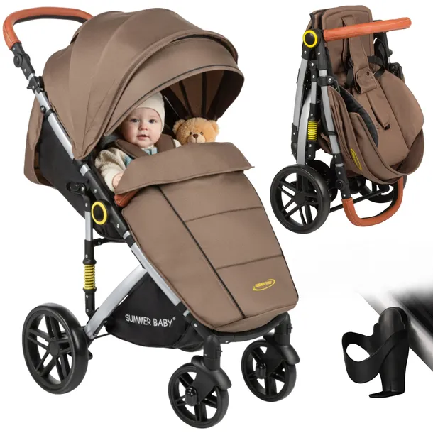 Wózek spacerowy składany brązowy Summer Baby uchwyt na kubek +folia