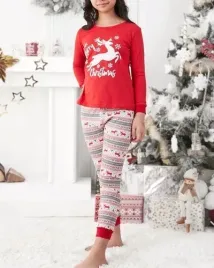 royalfashion-swiateczna-dziecieca-pizama-z-printem-art202-czerwone-r-146-152