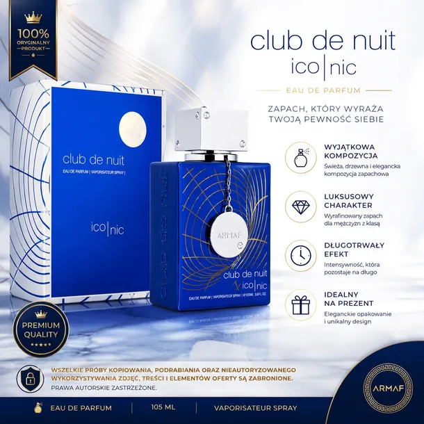 Armaf Club de Nuit  Blue Iconic 105ml Męskie Perfumy Arabskie