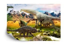 fototapeta-realistyczne-dinozaury-nad-rzeka-tapeta-samoprzylepna-520x318