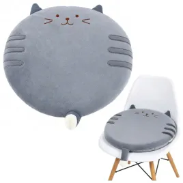 okragla-poduszka-pluszowa-na-krzeslo-kot-szary-miekkie-siedzisko-40-cm