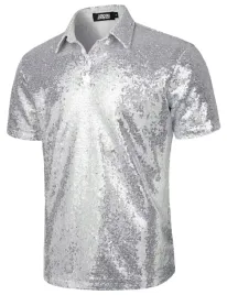koszula-meska-cekinowa-xl-na-impreze-disco-krotki-rekaw-polo-srebrna