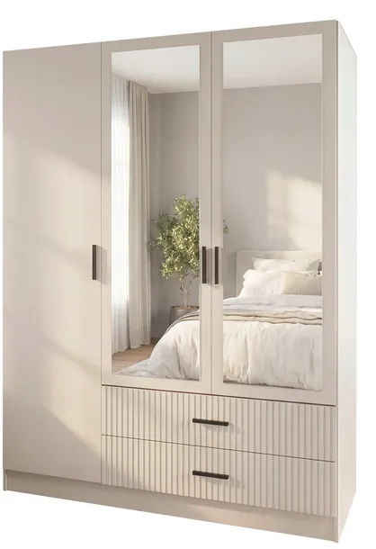 Szafa 150 cm MISO na ubrania garderoba szuflady lustro pojemna kaszmir