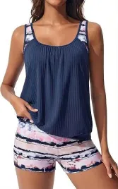tankini-damski-dwuczesciowy-l-do-plywania-plazy-wzor-paski-granatowy