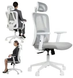komfortowy-fotel-biurowy-ergonomiczny-szary-bialy-regulowane-podlokietniki