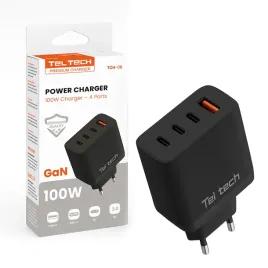 teltech-ladowarka-sieciowa-gan-usb-3x-usb-c-100w-qc-pd-czarny-tch-08