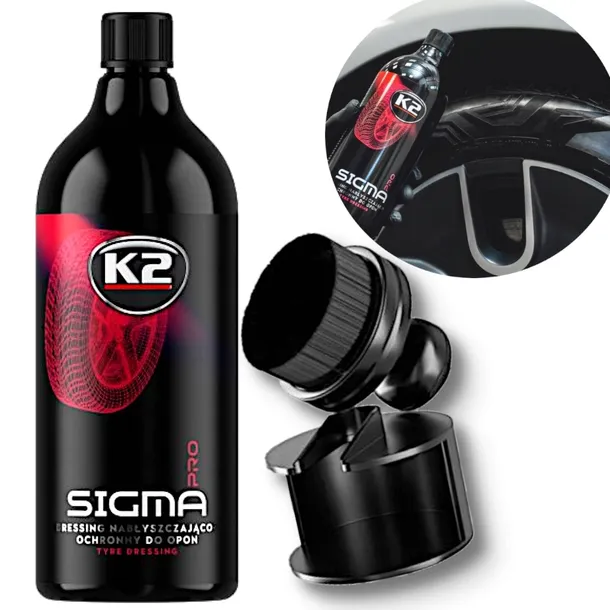 K2 SIGMA PRO 1L + APLIKATOR Z GĘSTYM WŁOSIEM DRESSING CZERNIDŁO DO OPON