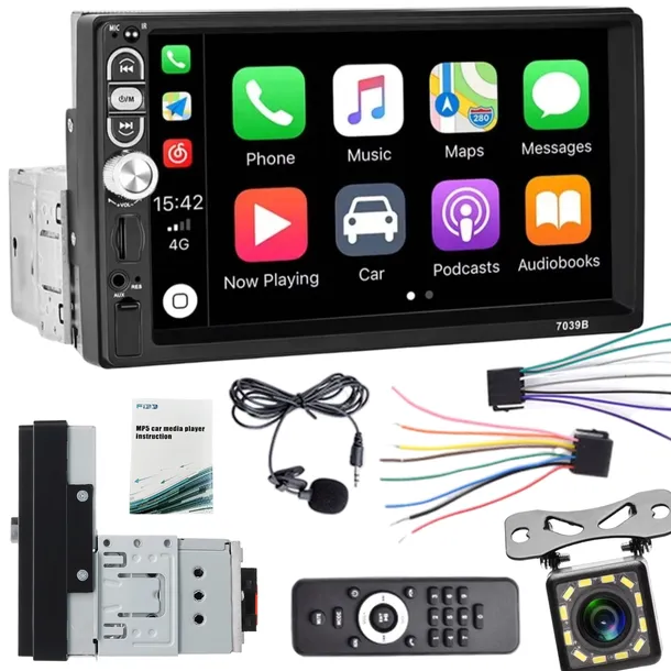 RADIO SAMOCHODOWE 1 DIN EKRAN DOTYKOWY ODTWARZACZ MP5 CARPLAY ANDROID AUTO